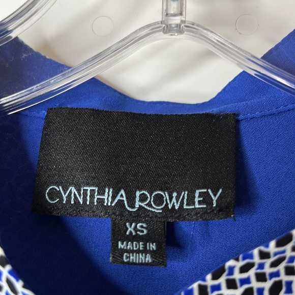 Cynthia Rowley Womens Full Button Down Top in Blue, Black and White XS XSMALL - Picture 2 of 10